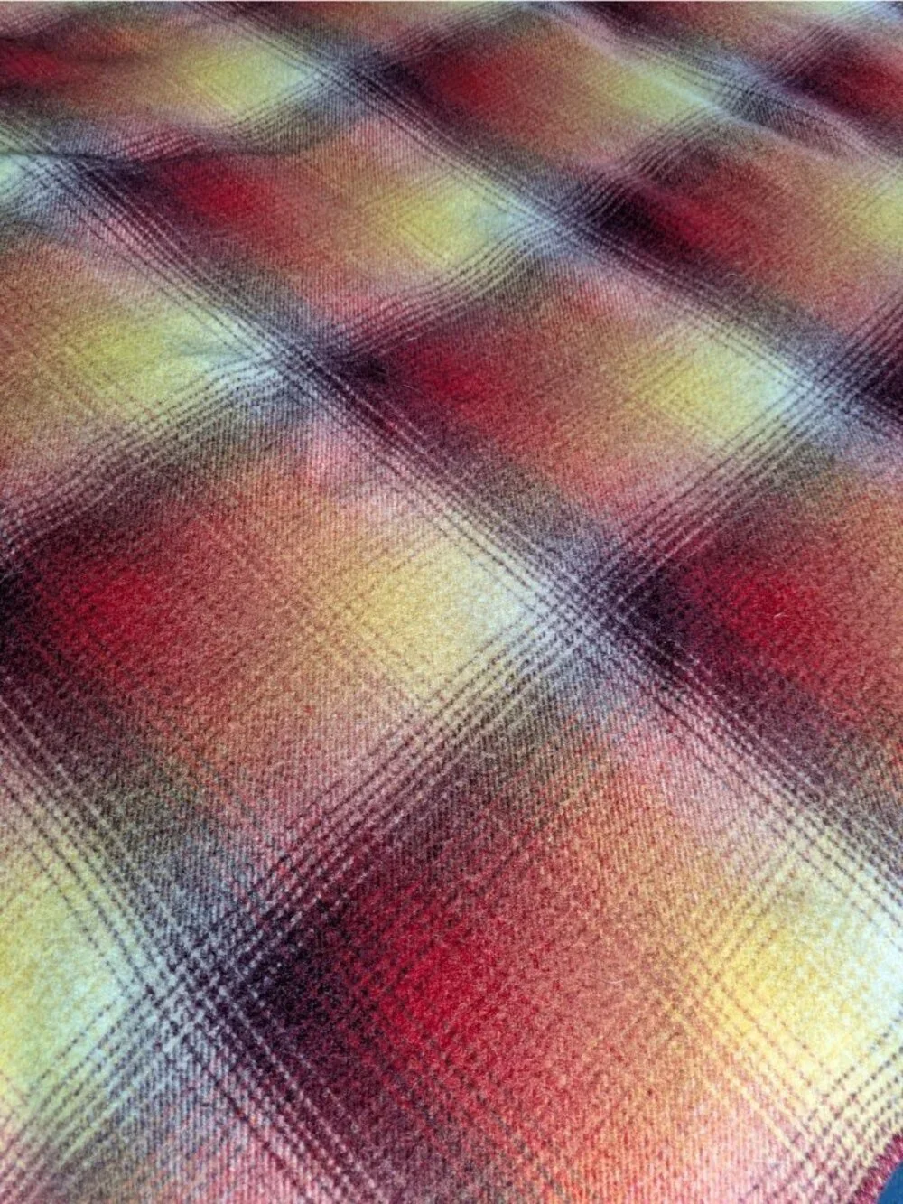 Pendleton Home Collection Warm Autumn Color Ombre Wool Plaid Blanket Throw 72x78